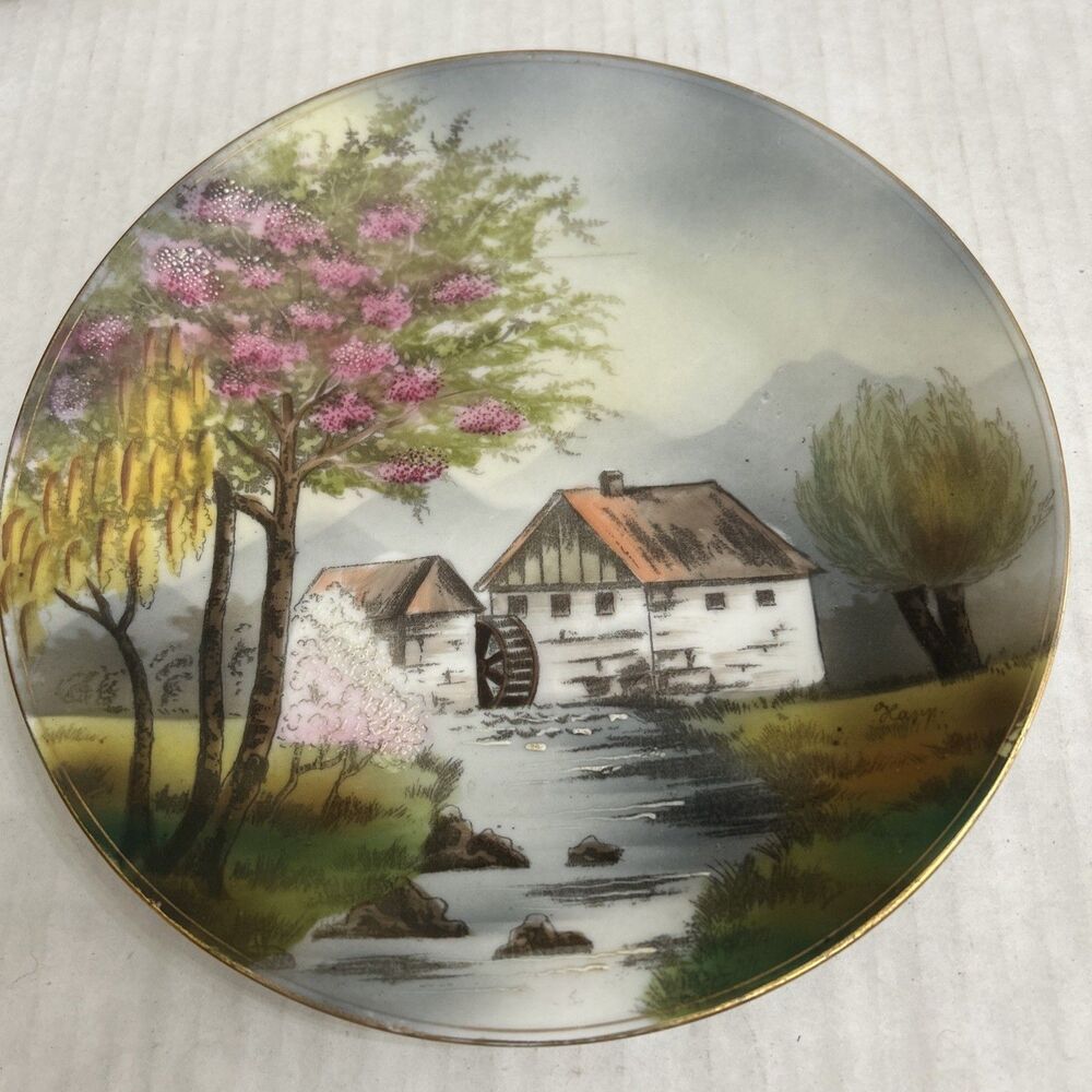 Antique German Hand Painted Porcelain Plate by Porcelain Artist R.P.